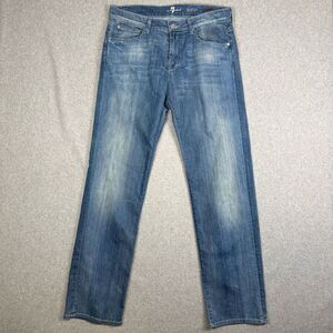 7 for All Mankind Men's Size 33x34 Austyn Straight Leg Stretch Jeans Blue